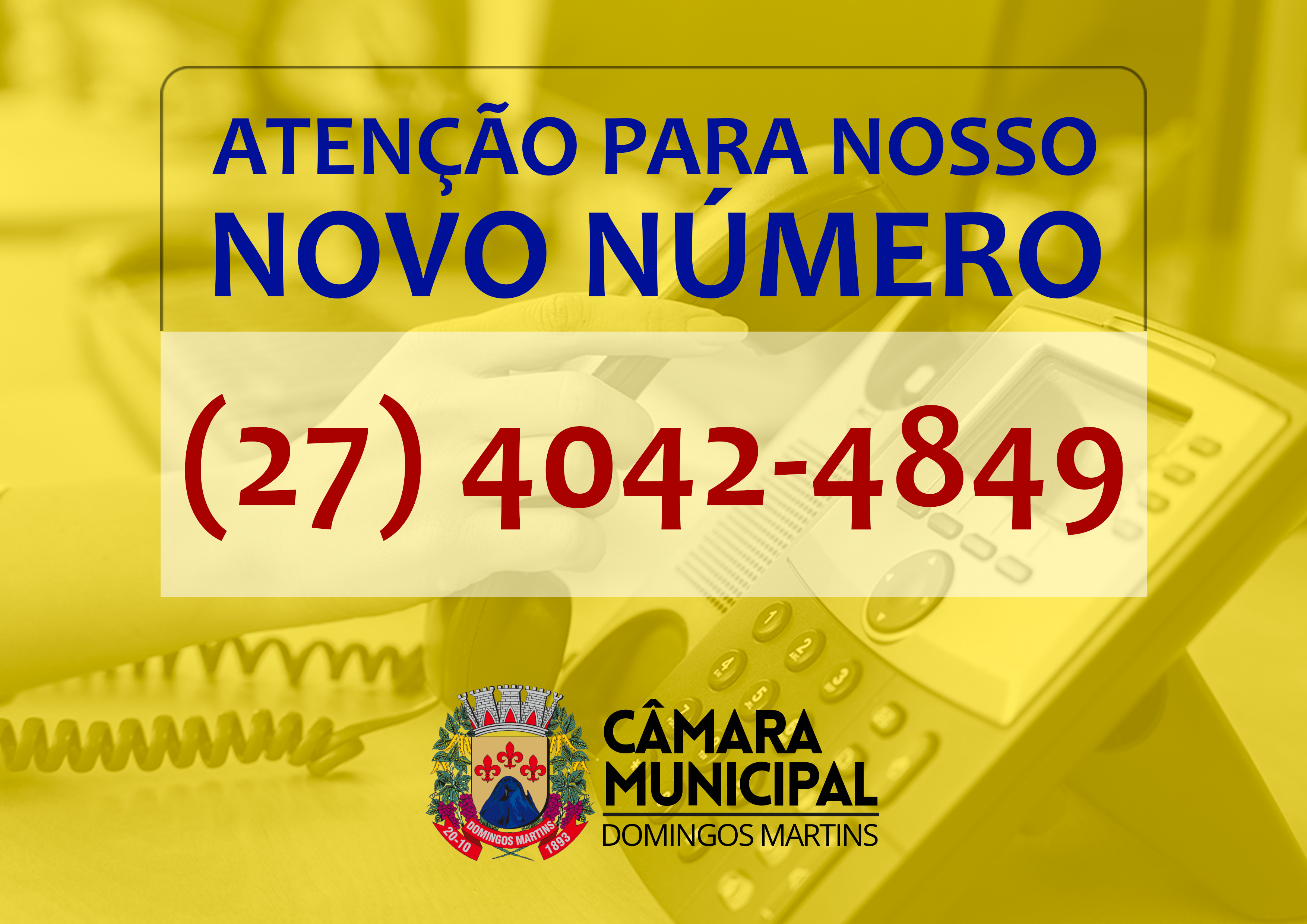 Câmara Municipal de Domingos Martins tem novo número de telefone